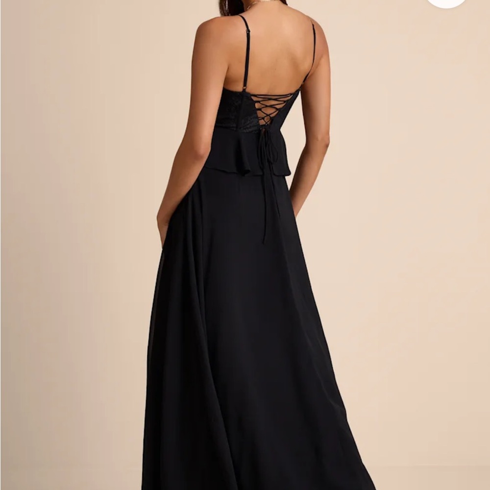 NWT Lulu's Classic Black Peplum Gown